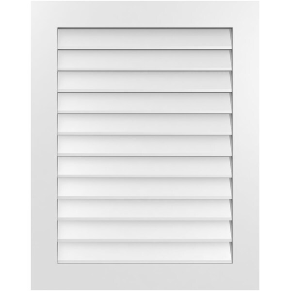 Ekena Millwork Vertical Surface Mount PVC Gable Vent: Non-Functional, w/3-1/2"W x 1"H, Standard Frame, 30"W x 38"H - GVPVE30X3801SN