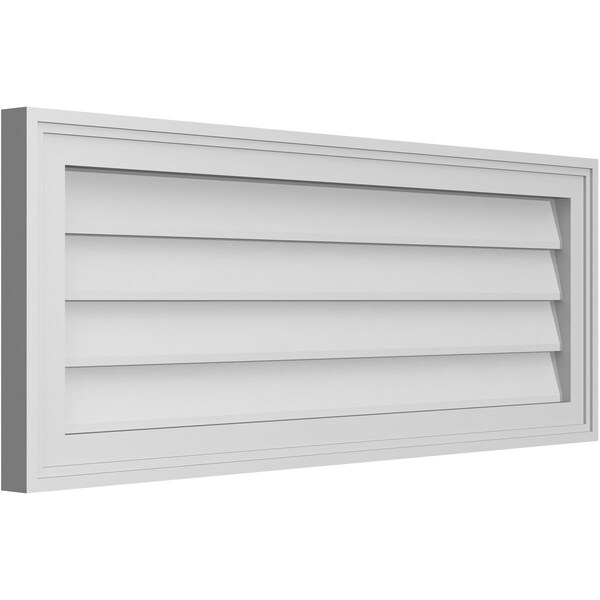 Ekena Millwork Vertical Surface Mount PVC Gable Vnt: Non-Functional, w/2"W x 1-1/2"H, Brickmould Frame, 36"W x 14"H - GVPVE36X1402SN