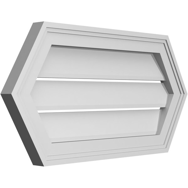 Ekena Millwork Half Round Surface Mount PVC Gable Vent: Functional, w/ 2"W x 1-1/2"P Brickmould Frame, 26"W x 13"H - GVPHR26X1302SF