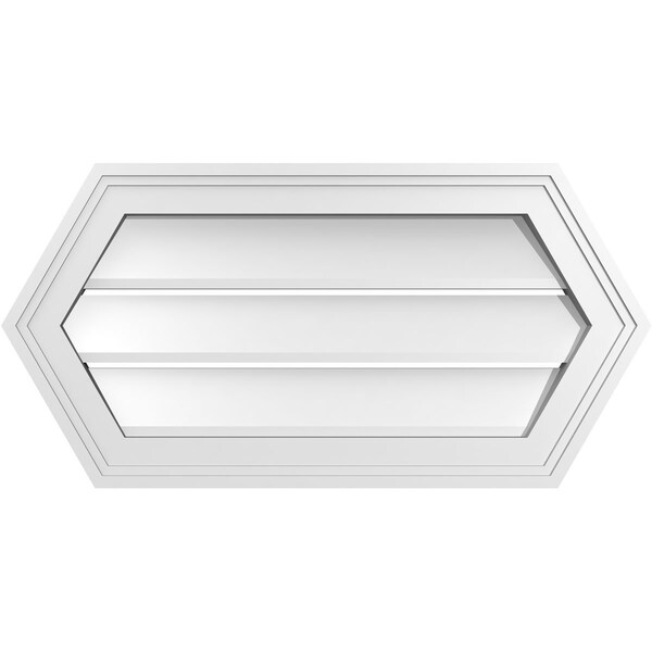 Ekena Millwork Half Round Surface Mount PVC Gable Vent: Functional, w/ 2"W x 1-1/2"P Brickmould Frame, 26"W x 13"H - GVPHR26X1302SF
