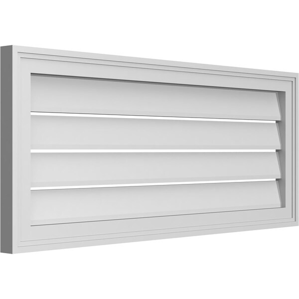 Ekena Millwork Vertical Surface Mount PVC Gable Vent: Functional, w/ 2"W x 1-1/2"P Brickmould Frame, 38"W x 16"H - GVPVE38X1602SF