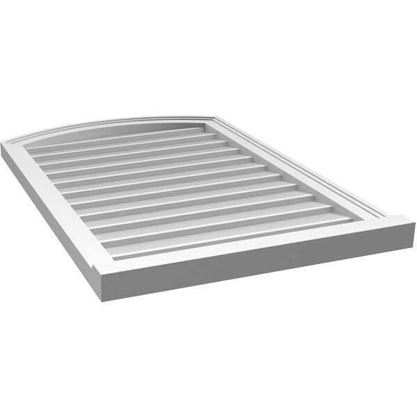 Ekena Millwork Arch Top Surface Mount PVC Gable Vent: Functional, w/ 2"W x 2"P Brickmould Sill Frame, 24"W x 36"H - GVPAR24X3603SF