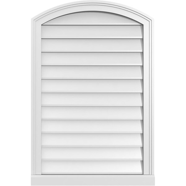 Ekena Millwork Arch Top Surface Mount PVC Gable Vent: Functional, w/ 2"W x 2"P Brickmould Sill Frame, 24"W x 36"H - GVPAR24X3603SF