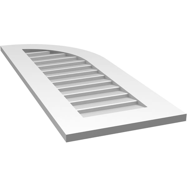 Ekena Millwork Quarter Round Top Right Surface Mount PVC Gable Vent w/ 3-1/2"W x 1"P Standard Frame, 16"W x 40"H - GVPQR16X4001SN
