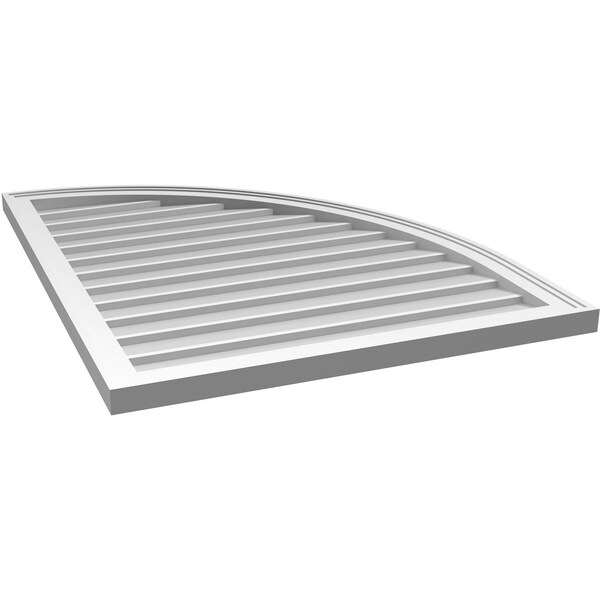 Ekena Millwork Quarter Round Top Right Surface Mount PVC Gable Vent w/ 2"W x 2"P Brickmould Sill Frame, 30"W x 38"H - GVPQR30X3803SN