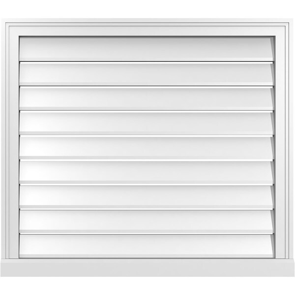 Ekena Millwork Vertical Surface Mount PVC Gable Vent: Functional, w/ 2"W x 2"P Brickmould Sill Frame, 34"W x 30"H - GVPVE34X3003SF