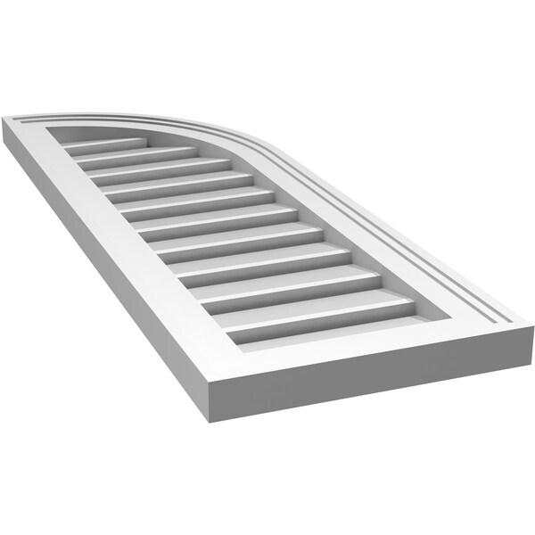 Ekena Millwork Quarter Round Top Right Surface Mount PVC Gable Vent w/ 2"W x 1-1/2"P Brickmould Frame, 12"W x 34"H - GVPQR12X3402SF