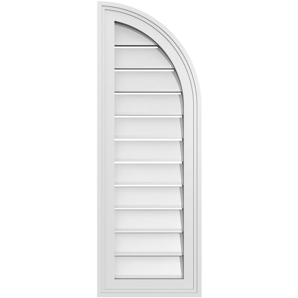 Ekena Millwork Quarter Round Top Right Surface Mount PVC Gable Vent w/ 2"W x 1-1/2"P Brickmould Frame, 12"W x 34"H - GVPQR12X3402SF