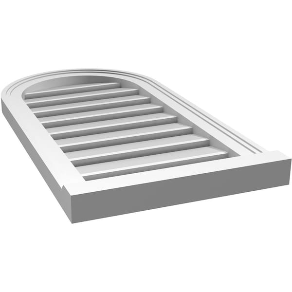 Ekena Millwork Round Top Surface Mount PVC Gable Vent: Functional, w/ 2"W x 2"P Brickmould Sill Frame, 16"W x 30"H - GVPRT16X3003SF