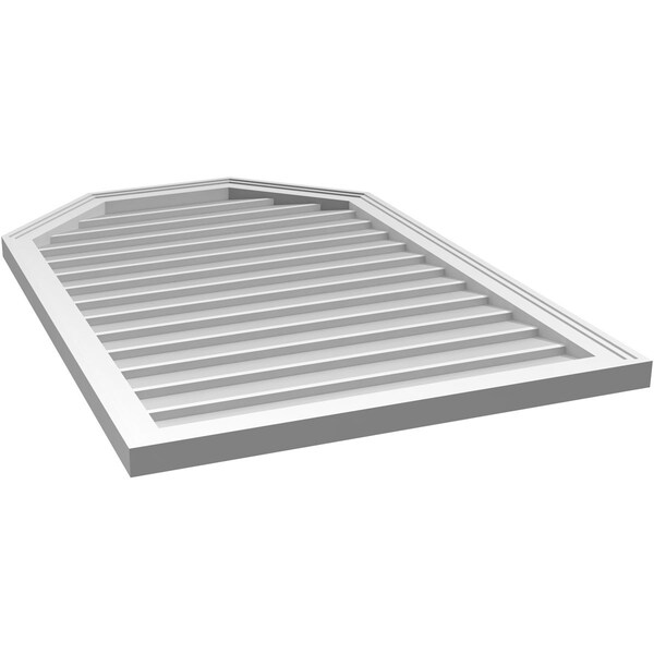 Ekena Millwork Octagonal Top Surface Mount PVC Gable Vent w/ 2"W x 1-1/2"P Brickmould Frame, 28"W x 42"H - GVPOT28X4202SN