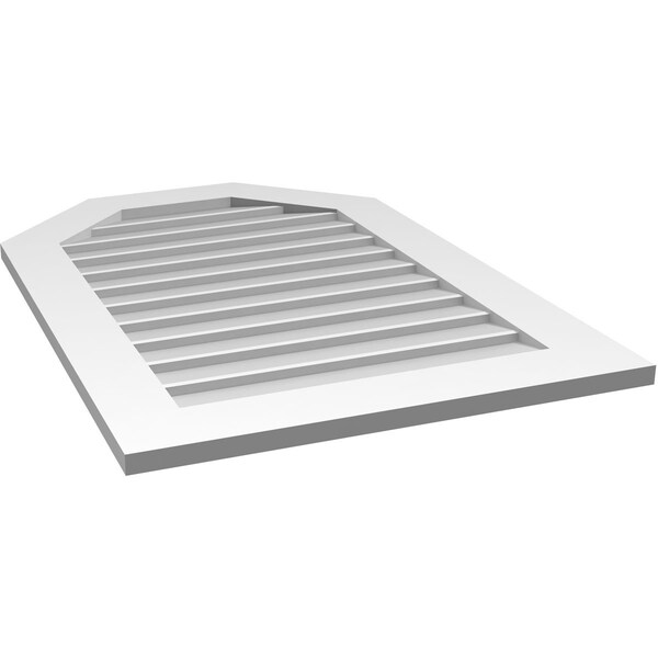 Ekena Millwork Octagonal Top Surface Mount PVC Gable Vent w/ 3-1/2"W x 1"P Standard Frame, 26"W x 38"H - GVPOT26X3801SN