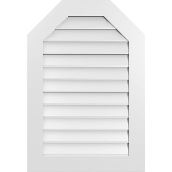 Ekena Millwork Octagonal Top Surface Mount PVC Gable Vent w/ 3-1/2"W x 1"P Standard Frame, 26"W x 38"H - GVPOT26X3801SN