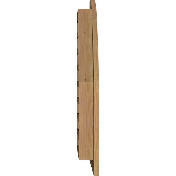 Ekena Millwork Quarter Round Top Left Functional Western Red Cedar Gable Vnt w/1" x 4" Flat Trim Frame, 18"W x 20"H - GVWQL18X2001RFUWR