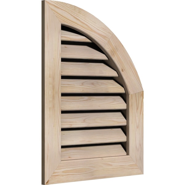 Ekena Millwork Quarter Round Top Right Functional, Pine Gable Vent w/ 1" x 4" Flat Trim Frame, 10"W x 28"H - GVWQR10X2801SFUPI