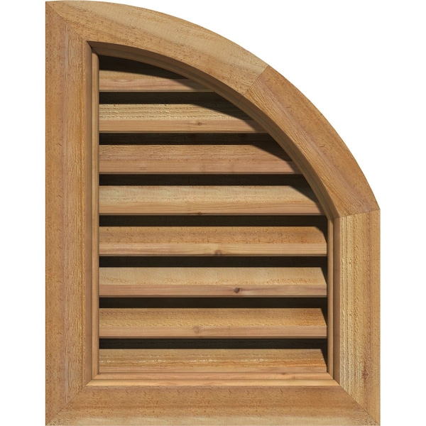 Ekena Millwork Quarter Round Top Right Functional Western Red Cedar Gable Vnt w/Brick Mould Face Frame, 10"W x 20"H - GVWQR10X2000RFUWR