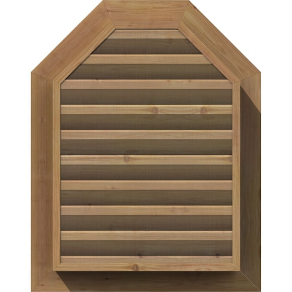 Ekena Millwork Octagonal Top Gable Vent Western Red Cedar Gable Vent w/1" x 4" Flat Trim Frame, 36"W x 36"H - GVWOT36X3601SFUWR