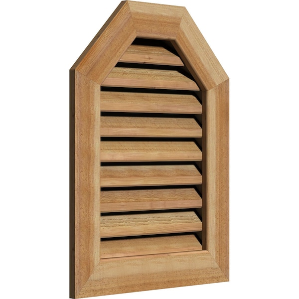 Ekena Millwork Octagonal Top Gable Vent Western Red Cedar Gable Vent w/1" x 4" Flat Trim Frame, 18"W x 20"H - GVWOT18X2001RFUWR