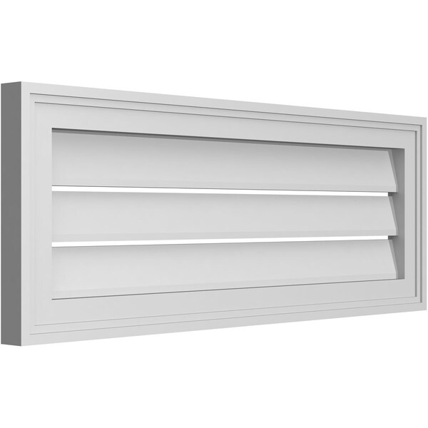 Ekena Millwork Vertical Surface Mount PVC Gable Vent: Functional, w/ 2"W x 1-1/2"P Brickmould Frame, 32"W x 12"H - GVPVE32X1202SF