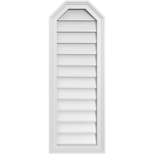 Ekena Millwork Octagonal Top Surface Mount PVC Gable Vent w/ 2"W x 1-1/2"P Brickmould Frame, 14"W x 38"H - GVPOT14X3802SN