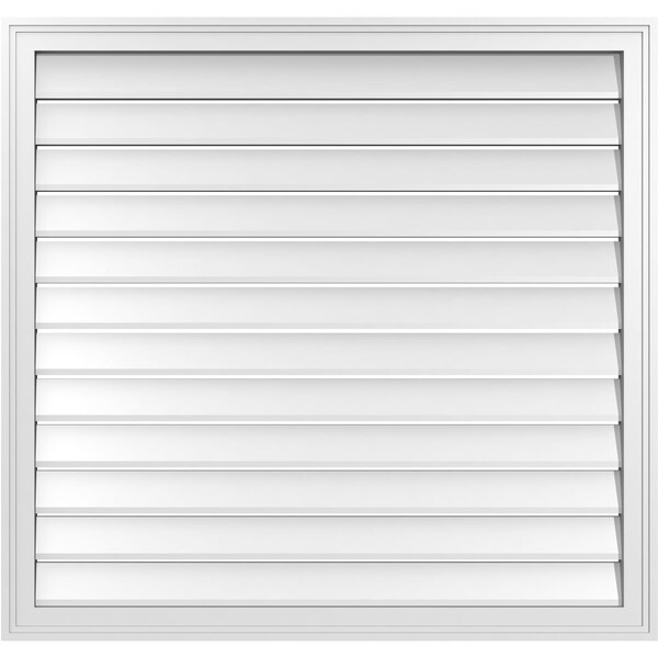 Ekena Millwork Vertical Surface Mount PVC Gable Vent: Functional, w/ 2"W x 1-1/2"P Brickmould Frame, 40"W x 38"H - GVPVE40X3802SF