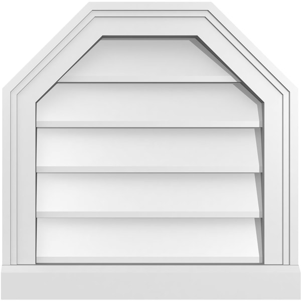 Ekena Millwork Octagonal Top Surface Mount PVC Gable Vent w/ 2"W x 2"P Brickmould Sill Frame, 18"W x 18"H - GVPOT18X1803SN