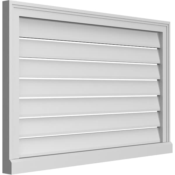 Ekena Millwork Vertical Surface Mount PVC Gable Vent: Functional, w/ 2"W x 2"P Brickmould Sill Frame, 38"W x 24"H - GVPVE38X2403SF