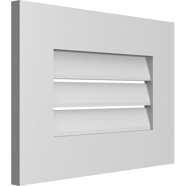 Ekena Millwork Vertical Surface Mount PVC Gable Vent: Functional, w/ 3-1/2"W x 1"P Standard Frame, 20"W x 14"H - GVPVE20X1401SF