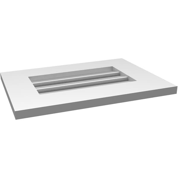 Ekena Millwork Vertical Surface Mount PVC Gable Vent: Functional, w/ 3-1/2"W x 1"P Standard Frame, 20"W x 14"H - GVPVE20X1401SF