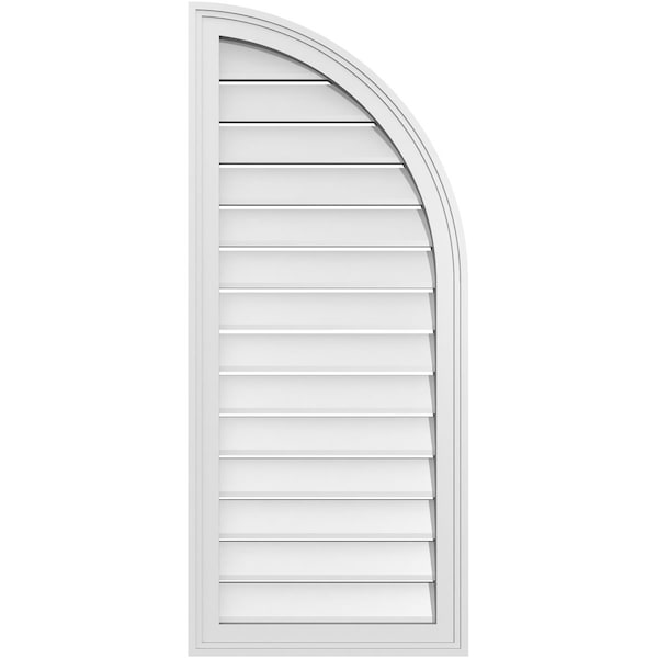 Ekena Millwork Quarter Round Top Right Surface Mount PVC Gable Vent w/ 2"W x 1-1/2"P Brickmould Frame, 18"W x 42"H - GVPQR18X4202SF
