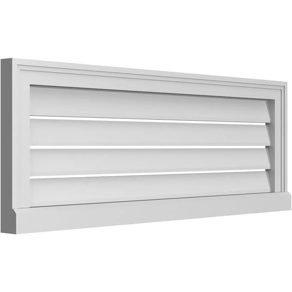 Ekena Millwork Vertical Surface Mount PVC Gable Vent: Functional, w/ 2"W x 2"P Brickmould Sill Frame, 38"W x 14"H - GVPVE38X1403SF