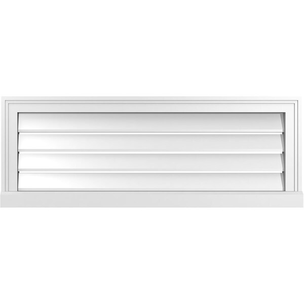Ekena Millwork Vertical Surface Mount PVC Gable Vent: Functional, w/ 2"W x 2"P Brickmould Sill Frame, 38"W x 14"H - GVPVE38X1403SF