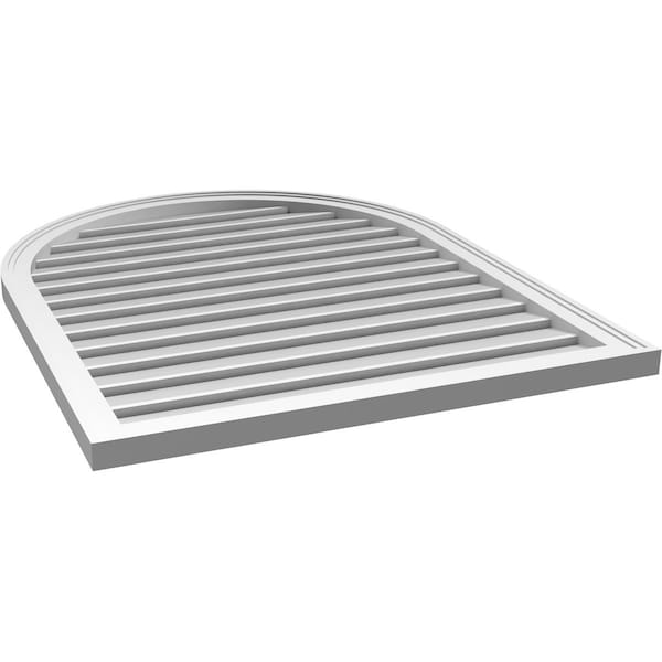 Ekena Millwork Round Top Surface Mount PVC Gable Vent: Functional, w/ 2"W x 1-1/2"P Brickmould Frame, 32"W x 40"H - GVPRT32X4002SF