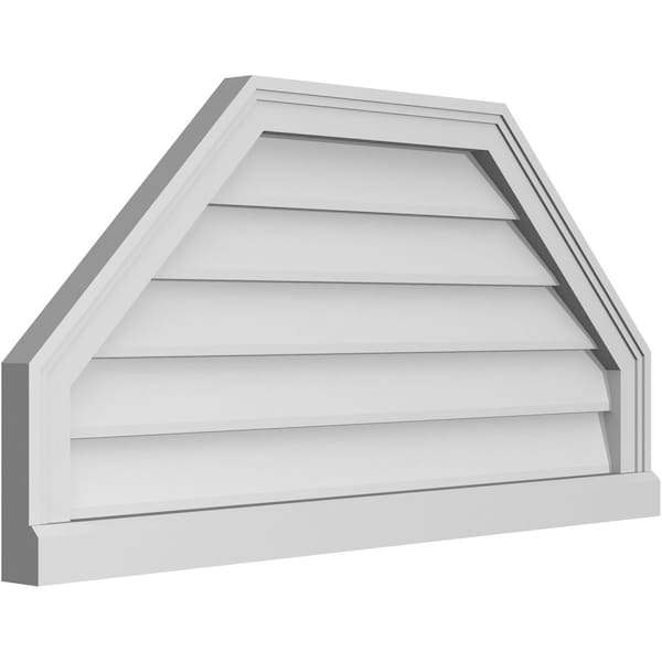 Ekena Millwork Octagonal Top Surface Mount PVC Gable Vent w/ 2"W x 2"P Brickmould Sill Frame, 36"W x 18"H - GVPOT36X1803SN