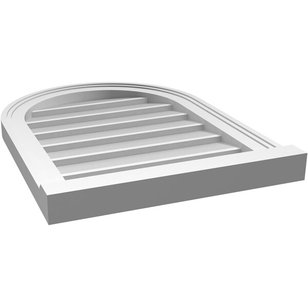 Ekena Millwork Round Top Surface Mount PVC Gable Vent w/ 2"W x 2"P Brickmould Sill Frame, 18"W x 24"H - GVPRT18X2403SN