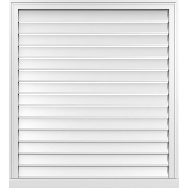 Ekena Millwork Vertical Surface Mount PVC Gable Vent: Functional, w/ 2"W x 2"P Brickmould Sill Frame, 38"W x 42"H - GVPVE38X4203SF