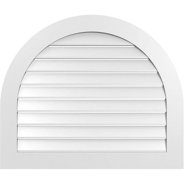 Ekena Millwork Round Top Surface Mount PVC Gable Vent: Functional, w/ 3-1/2"W x 1"P Standard Frame, 38"W x 32"H - GVPRT38X3201SF