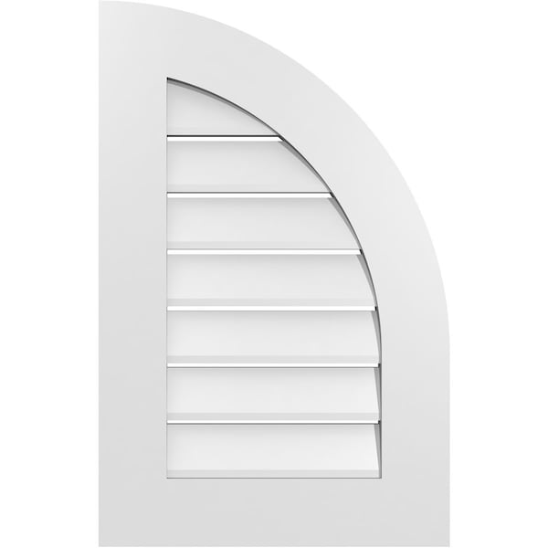 Ekena Millwork Quarter Round Top Right Surface Mount PVC Gable Vent w/ 3-1/2"W x 1"P Standard Frame, 18"W x 28"H - GVPQR18X2801SF