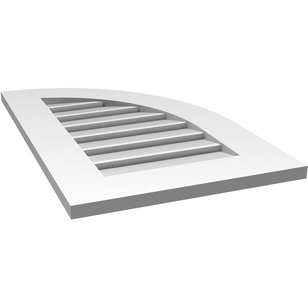 Ekena Millwork Quarter Round Top Right Surface Mount PVC Gable Vent w/ 3-1/2"W x 1"P Standard Frame, 18"W x 28"H - GVPQR18X2801SF