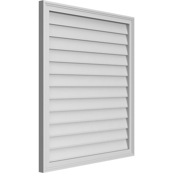 Ekena Millwork Vertical Surface Mount PVC Gable Vnt: Non-Functional, w/2"W x 1-1/2"H, Brickmould Frame, 34"W x 38"H - GVPVE34X3802SN