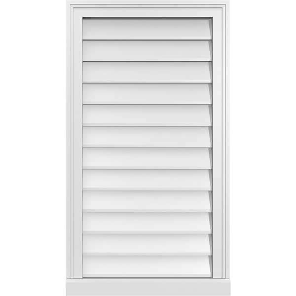Ekena Millwork Vertical Surface Mount PVC Gable Vent w/ 2"W x 2"H , Brickmould Sill Frame, 20"W x 36"H - GVPVE20X3603SN