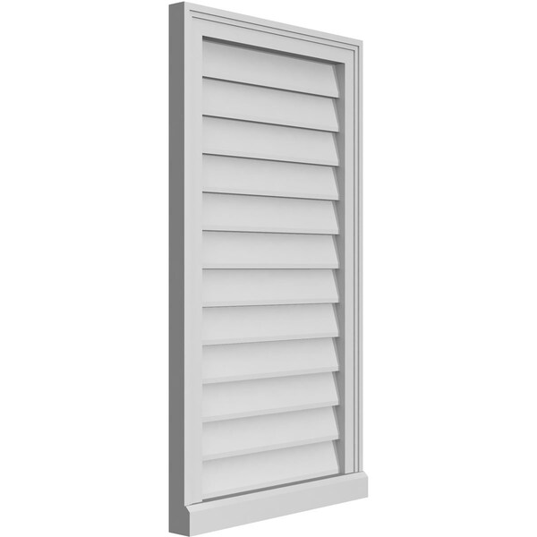 Ekena Millwork Vertical Surface Mount PVC Gable Vent w/ 2"W x 2"H , Brickmould Sill Frame, 20"W x 36"H - GVPVE20X3603SN