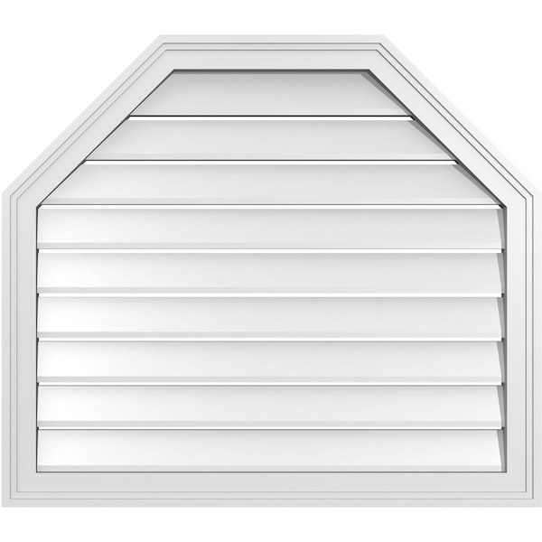 Ekena Millwork Octagonal Top Surface Mount PVC Gable Vent w/ 2"W x 1-1/2"P Brickmould Frame, 32"W x 28"H - GVPOT32X2802SF