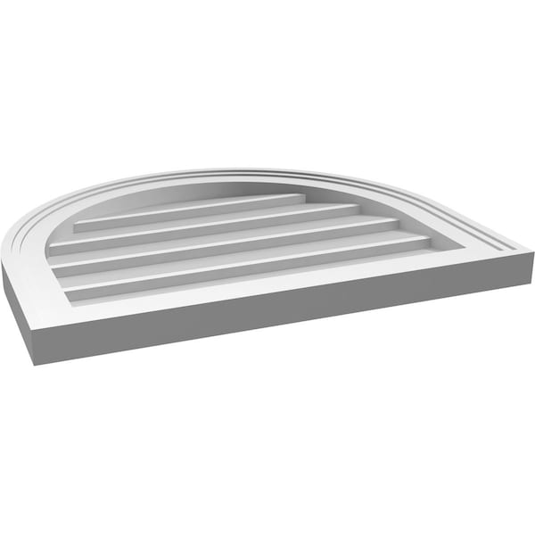 Ekena Millwork Round Top Surface Mount PVC Gable Vent w/ 2"W x 1-1/2"P Brickmould Frame, 22"W x 18"H - GVPRT22X1802SN