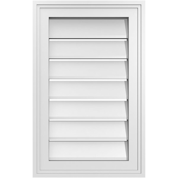 Ekena Millwork Vertical Surface Mount PVC Gable Vent: Functional, w/ 2"W x 1-1/2"P Brickmould Frame, 14"W x 22"H - GVPVE14X2202SF