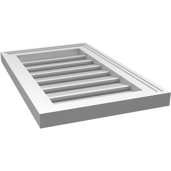 Ekena Millwork Vertical Surface Mount PVC Gable Vent: Functional, w/ 2"W x 1-1/2"P Brickmould Frame, 14"W x 22"H - GVPVE14X2202SF