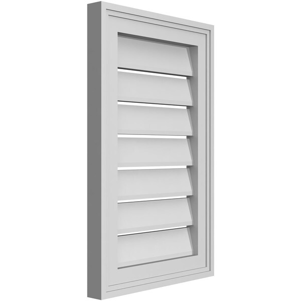 Ekena Millwork Vertical Surface Mount PVC Gable Vent: Functional, w/ 2"W x 1-1/2"P Brickmould Frame, 14"W x 22"H - GVPVE14X2202SF