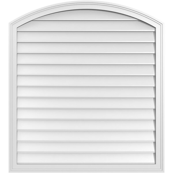 Ekena Millwork Arch Top Surface Mount PVC Gable Vent: Functional, w/ 2"W x 1-1/2"P Brickmould Frame, 38"W x 42"H - GVPAR38X4202SF