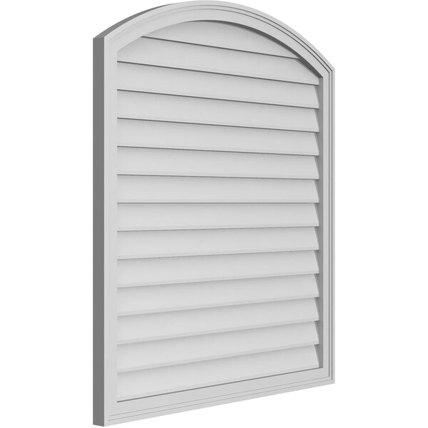 Ekena Millwork Arch Top Surface Mount PVC Gable Vent: Functional, w/ 2"W x 1-1/2"P Brickmould Frame, 38"W x 42"H - GVPAR38X4202SF