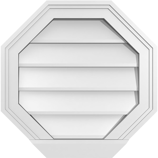 Ekena Millwork Octagonal Surface Mount PVC Gable Vent w/ 2"W x 2"P Brickmould Sill Frame, 18"W x 18"H - GVPOC18X1803SN