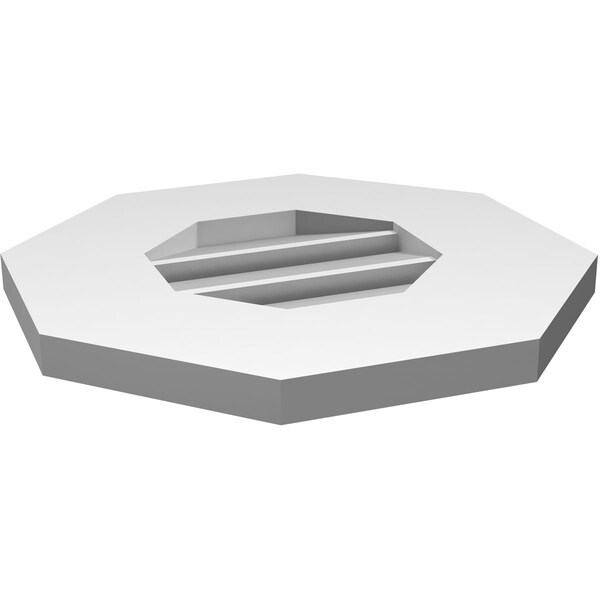 Ekena Millwork Octagonal Surface Mount PVC Gable Vent: Functional, w/ 3-1/2"W x 1"P Standard Frame, 14"W x 14"H - GVPOC14X1401SF